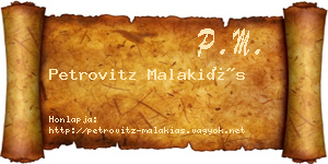 Petrovitz Malakiás névjegykártya